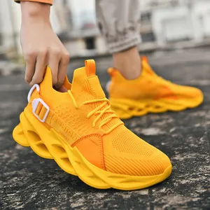 Leuchtend gelbe Blade-Laufschuhe mit atmungsaktivem Mesh für aktive Damen und Herren
