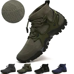 Breathable mid-top outdoor hiking water shoes with anti-slip sole and mesh design