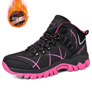 Gevoerde wandelschoenen met antislipzool in roze en zwart voor outdoor gebruik