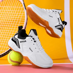 Chaussures de badminton respirantes pour enfants avec semelle blanche et orange