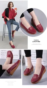 Detailansicht roter Keilschuhe aus Leder für Damen in einer Lifestyle-Modecollage.