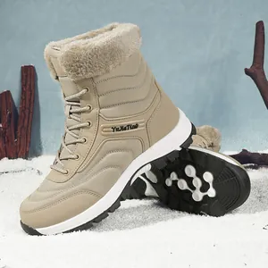 Unisex Winter Snow Boots Warm Fleece Lined Waterproof Outdoor Mid-Calf High-Top Shoes Non-Slip Rubber Sole Casual Boots