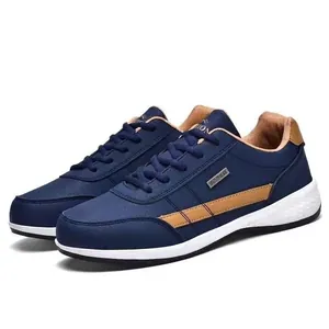 Baskets Décontractées en Cuir PU Imperméable pour Hommes Antidérapantes Respirantes Chaussures de Marche Confortables