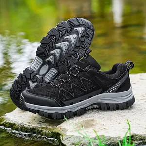 Professional men's outdoor hiking shoes with anti-slip rubber sole for trekking and camping.