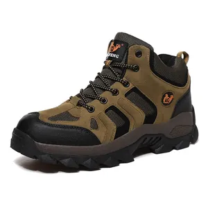 Men's Outdoor Hiking Shoes Warm Fleece Lined Trekking Boots Anti-Slip Rubber Sole High Top Walking Sneakers For Climbing