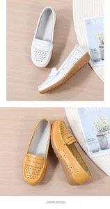 Detailansicht der atmungsaktiven Leder-Slipper mit Lochmuster und weicher Keilsohle