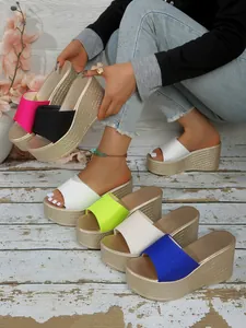 Mules à plateforme tendance et talons compensés pour femmes, plusieurs couleurs