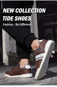 Moderne scarpe casual da uomo marroni con suola bianca e dettagli con strisce bianche