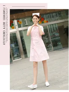 White leather wedge nursing shoes with air cushion worn by model in nurse uniform