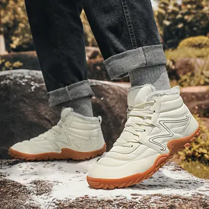 High-top winter snow boots with warm plush lining and durable non-slip rubber soles