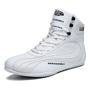 Professionelle weiße High-Top Box- und Ringerstiefel für Gym-Training und Kampfsport