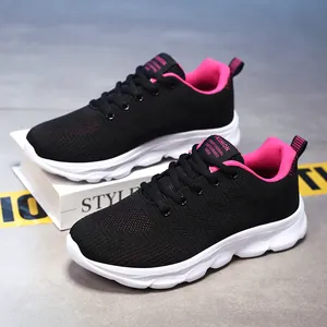 Women's Breathable Mesh Sneakers Lightweight Running Shoes Casual Fly Knit Walking Shoes Non-Slip Athletic Fashion Footwear For Daily Exercise