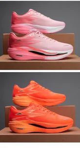Leichte Karbonplatten-Laufschuhe für Herren und Damen in Pink und Orange Mesh-Optik