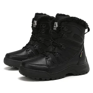 Women's warm black snow boots with plush lining and durable non-slip outsole