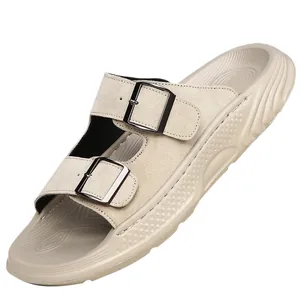 Sandales à double boucle en cuir pour hommes pour l'été et la plage