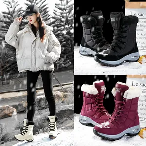Botas de nieve de invierno cálidas para mujer con forro grueso y suela deportiva outdoor