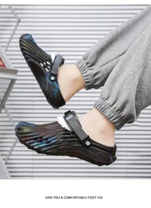 Detailed view of winter fleece-lined clogs with textured pattern shown on feet for warmth
