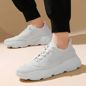 Lightweight fly-knit sports sneakers for women, comfortable low-top casual walking shoes.