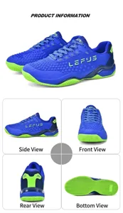Chaussures de tennis professionnelles bleues avec vue multi-angle pour l'entraînement