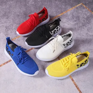 Collection of five colorful women's mesh sneakers featuring stylish leopard print heels.