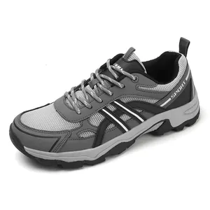 Men Outdoor Hiking Shoes Breathable Mesh Synthetic Leather Non-Slip Sneakers Lightweight Trekking Walking Shoes Sports