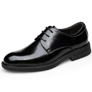 Chaussures Derby classiques en cuir noir pour hommes, style professionnel