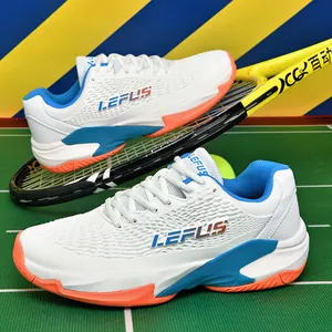 Chaussures de tennis et badminton professionnelles respirantes en blanc bleu orange