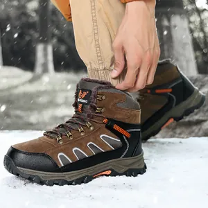 Durable men's winter hiking boots featuring warm faux fur lining and non-slip rubber soles