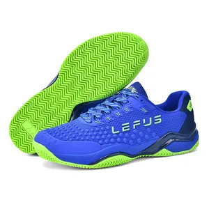 Chaussures de badminton professionnelles bleu et vert respirantes avec semelle antidérapante