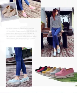 Vista detallada de mocasines con plataforma para mujer en varios colores y estilos