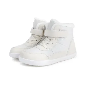 Bottes de neige chaudes pour enfants avec doublure en peluche et bout large blanc