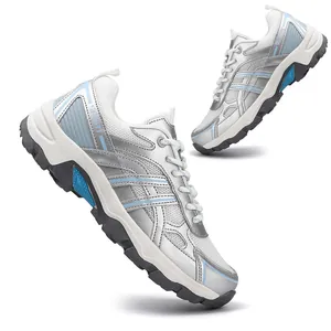 Professional silver and blue outdoor hiking shoes for men and women in large sizes