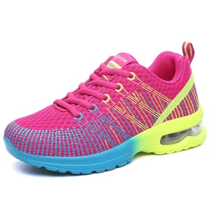 Women Air Cushion Running Shoes Breathable Mesh Flyknit Sneakers Gradient EVA Sole Casual Walking Sports Shoes For Women
