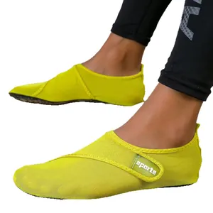 Breathable neon yellow mesh aqua shoes for swimming and beach activities