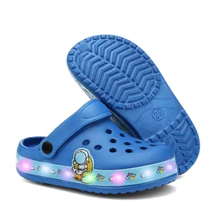 Kids LED Light Up Clogs Astronaut Cartoon Breathable EVA Sandals Non-Slip Summer Beach Shoes For Boys Girls