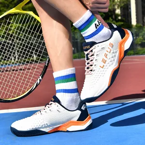 Chaussures de tennis professionnelles respirantes blanches et bleu marine pour l'entraînement