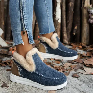 Botas de nieve con plataforma para mujer con forro de piel sintética en ambiente exterior