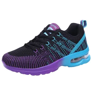Women's casual running sneakers featuring gradient air cushion sole and mesh upper