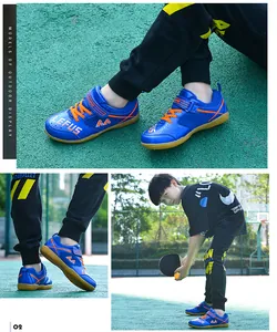 Chaussures de sport bleu et orange pour enfants pour le tennis de table et le badminton