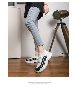 A detail view of women's breathable knitted sneakers featuring a thick EVA foam sole