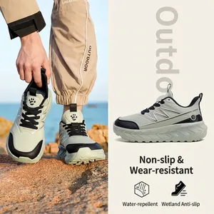 Men's outdoor anti-slip sports shoes with wide toe and water-repellent design
