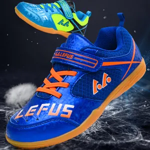 Chaussures de Tennis de Table Professionnelles pour Enfants Maille Respirante Baskets de Badminton Velcro Antidérapant Sport en Salle