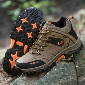 Unisex High-Top Hiking Shoes Waterproof Non-Slip Trekking Boots Durable Synthetic Leather Outdoor Athletic Sneakers Rubber Sole