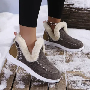 Cozy women's winter boots with thick faux fur lining and non-slip white soles