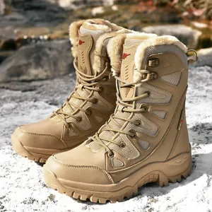Bottes de Neige d'Extérieur Imperméables pour Hommes Femmes Microfibre Maille Chaudes Antidérapantes Chaussures de Randonnée Bottes Tactiques d'Hiver