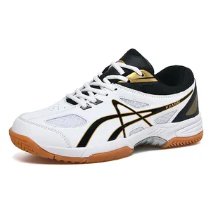 Chaussures de badminton blanches légères et respirantes avec semelle en gomme antidérapante