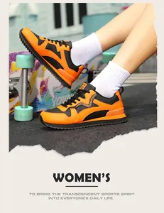 Stylish women's retro orange and black running shoes, comfortable for casual daily wear