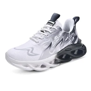 Lightweight breathable children's sneakers with shock-absorbing sole in white grey