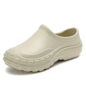 Waterproof and oil-proof khaki chef work shoes with non-slip sole for professional kitchen
