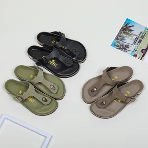 Komfortable Unisex-Kork-Sandalen in Schwarz, Grün und Braun für den modischen Sommer